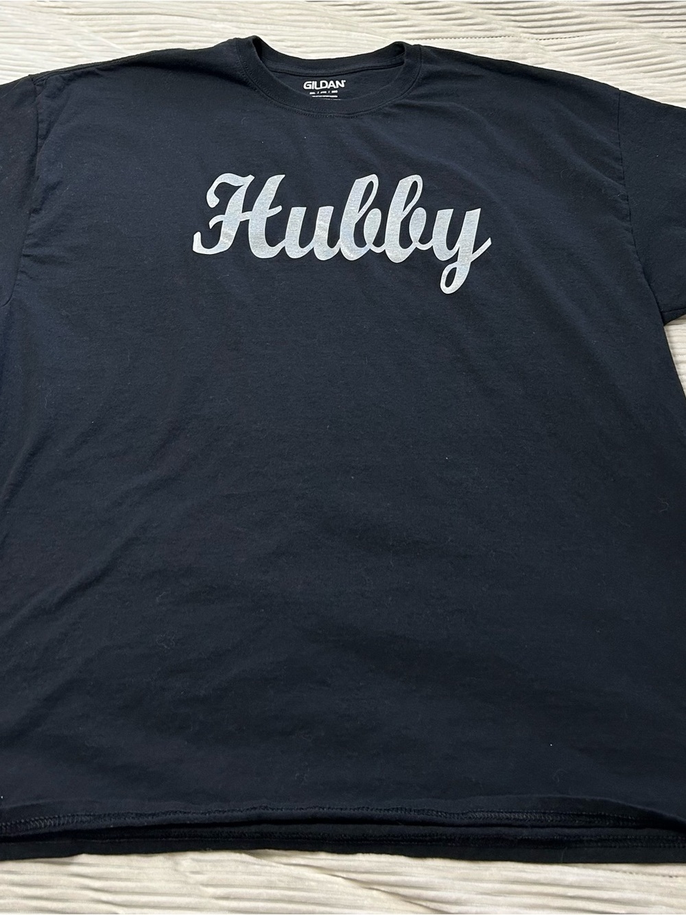 Gildan Black Tee with White "Hubby" Script